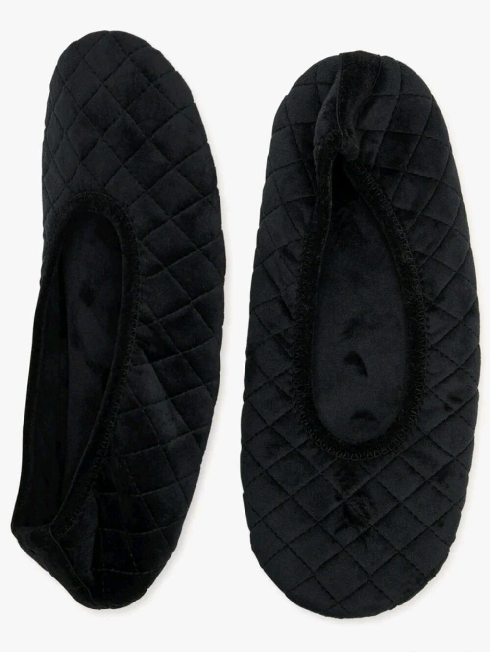 Joyspun Women's Quilted Velvet Slipper Socks, Black XL 11/12
